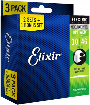 Elixir 16552 Optiweb Light Set 10-46 3PACK - struny do gitary elektrycznej