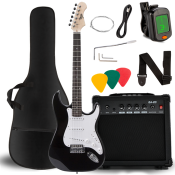 V-TONE EGA 39 BK gitara elektryczna 4/4 stratocaster 39" zestaw