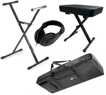 Zestaw akcesoriów do keyboardu - statyw, ława, pokrowiec, słuchawki