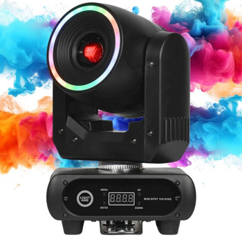 LIGHT4ME MINI SPOT 100 RING głowica ruchoma spot efekt ring oświetlenie sceniczne 100W LED+24x0,2W RGB SMD 5050 uchwyt montażowy omega