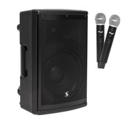 Stagg AS 12B - dwudrożna kolumna aktywna z akumulatorem 300W UHF + mikrofony