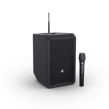LD Systems ANNY® 8 HHD B6 - Przenośny, zasilany bateryjnie głośnik Bluetooth® PA z mikserem i jednym bezprzewodowym mikrofonem ręcznym, Stage Black