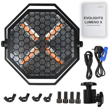 EVOLIGHTS LUMENO X reflektor vintage oświetlenie sceniczne retro ciepła biel efekt tła 4x60W WW LED + 48x0,2 RGB LED