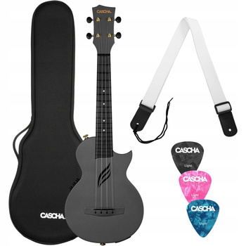 Cascha Carbon Fibre Ukulele Set Black EQ