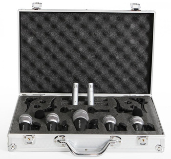 Novox Drum Set zestaw mikrofonów do perkusji z uchwytami i case