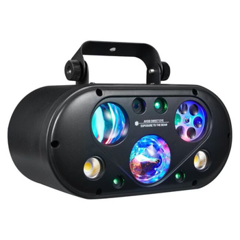 LIGHT4ME ULTRABOX 1 multiefekt świetlny LED RGBA 6w1 efekt gobo magic ball water wave złoty stroboskop laser oświetlenie dyskotekowe DJ