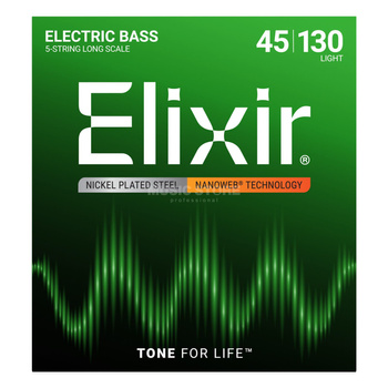 Elixir Nanoweb Bass Nickel Plated Steel 14202 - struny do gitary basowej 5-strunowej
