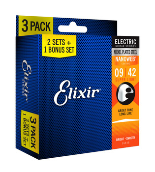 Struny Elixir 16540 Nanoweb 9-42 Super Light 3PACK