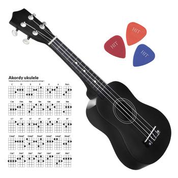 NN UK 01 BLACK ukulele sopranowe czarne pokrowiec
