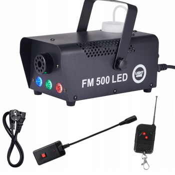 LIGHT4ME FM 500 LED V2 wytwornica dymu mgły pilot bezprzewodowy kontroler przewodowy 500W efekt świetlny 3x1W RGB