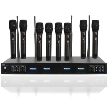 DNA RV-8 zestaw bezprzewodowy 8x bateryjny mikrofon doręczny odbiornik UHF 610-690 MHz 8x40 kanałów