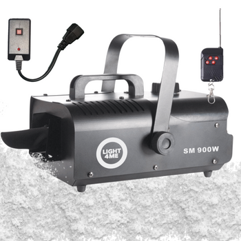 LIGHT4ME SM 900W wytwornica maszyna do śniegu czarna pilot bezprzewodowy kontroler przewodowy