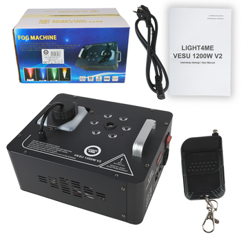 LIGHT4ME VESU 1200W V2 generator wytwornica dymu pionowego mgły DMX efekt świetlny 6x1W RGB LED pilot