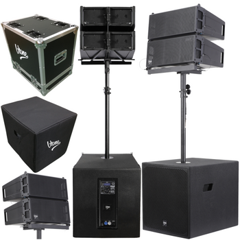 V-TONE LA 615 aktywny system nagłośnienia line array 1000W RMS Bluetooth TWS DSP AUX case pokrowiec opaski zaciskowe zestaw