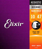 Struny Elixir 11002 Nanoweb Extra Light 10-47 struny do gitary akustycznej