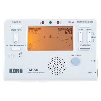 KORG TM-60-WH + mikrofon kontaktowy CM-200 (klips) - Tuner